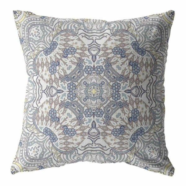 Palacedesigns 16 in. Boho Ornate Indoor & Outdoor Throw Pillow Yellow & Gray PA3093797